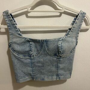 NWOT DKNY Light Blue Denim Crop Top